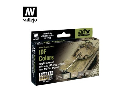 Sada akrylových barev pro Airbrush Vallejo Model Air AFV Set 71210 IDF Colors (6)