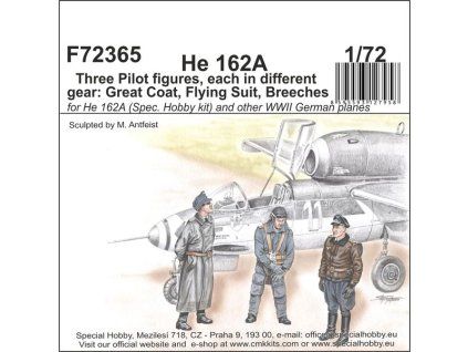 1/72 He 162 - Three Pilot figures, each in different gear: Great Coat, Flying Suit, Breeches
