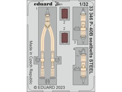 P-40B seatbelts STEEL 1/32 recommended for GREAT WALL HOBBY