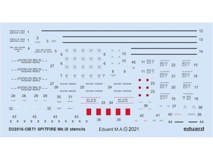 Spitfire Mk.IX stencils 1/32 recommended for TAMIYA/REVELL
