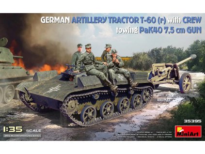 1/35 German Artillery Tractor T-60 (r) w/PaK40 Gun & Crew - Miniart