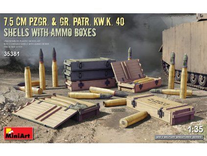 1/35 7.5 cm Pzgr. & Gr. Patr. Kw.K. 40 Shells with Ammo Boxes - Miniart