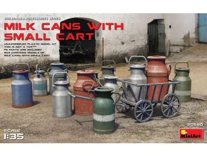 1/35 Milk Cans with Small Cart - Miniart