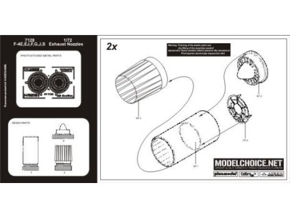 1/72 F-4E, EJ, F, G, J, S Phantom II exhaust nozzles - HASEGAWA