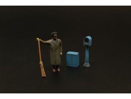 1/87 Street sweeper and parking meter figure with accessories