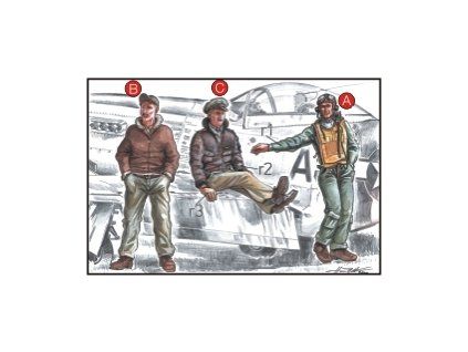 1/72 US Army Pilots (2 fig.) And Mechanic WW II