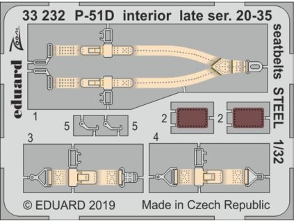 1/32 P-51D interior late ser. 20-35 seatbelts STEEL for TAMIYA kit