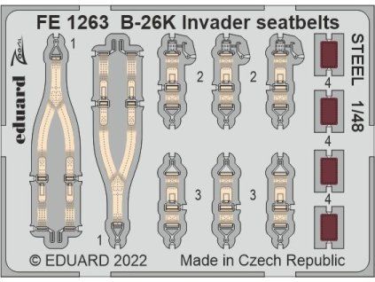B-26K Invader seatbelts STEEL 1/48 recommended for ICM