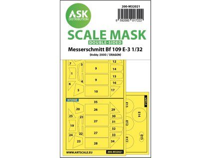 1/32 Messerschmitt Bf 109E-3 double-sided express masks for Hobby2000/Dragon
