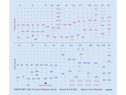 MiG-15 Czech & Russian stencils 1/48 recommended for BRONCO / HOBBY 2000