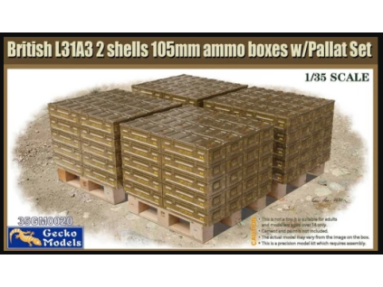 1/35 British L31A3 2 shells 105mm ammo boxes w/Pallet Set - Gecko Models