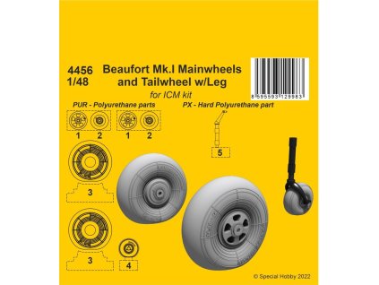1/48 Beaufort Mk.I  Mainwheels and Tailwheel w/Leg