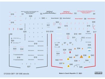 Bf 109E stencils 1/72 recommended for SPECIAL HOBBY/TAMIYA/AIRFIX
