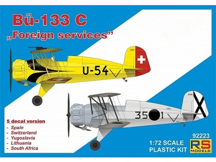 Plastikový model letadla 1/72 Bücker 133 C "Foreign services" 5 decal v. for Spain, Switz, Yugo, Lit