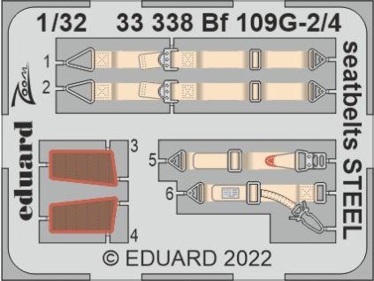 Bf 109G-2/4 seatbelts STEEL 1/32 recommended for REVELL