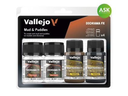 Vallejo Diorama FX 73189 Mud & Puddles 4 textures set (35 ml)