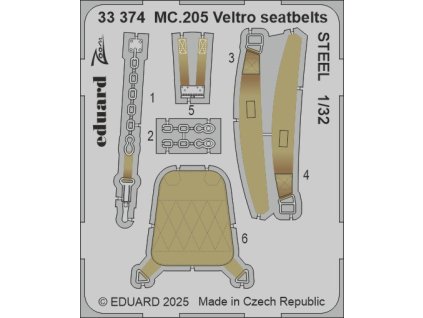 MC.205 Veltro seatbelts STEEL 1/32 recommended for ITALERI