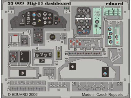 MiG-17 dashboard 1/32 recommended for TRUMPETER