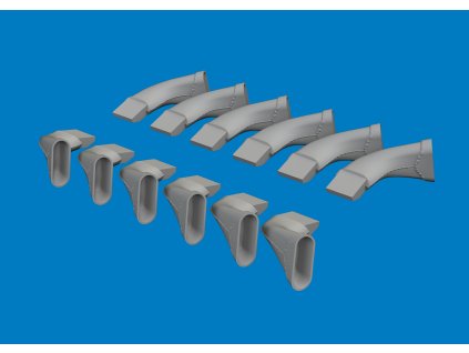 Spitfire Mk.VIII exhaust fishtail PRINT 1/24 recommended for AIRFIX