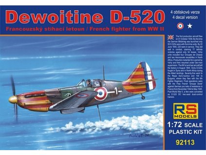 Plastikový model letadla 1/72 Dewoitine D-520 Vichy 4 decal v. for Vichy, USA