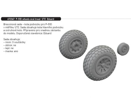 P-51D wheels oval tread 1/72 recommended for EDUARD