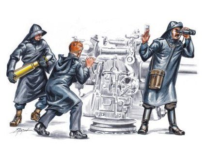 1/72 U-VII 88 mm cannon crew in action (3 fig.)