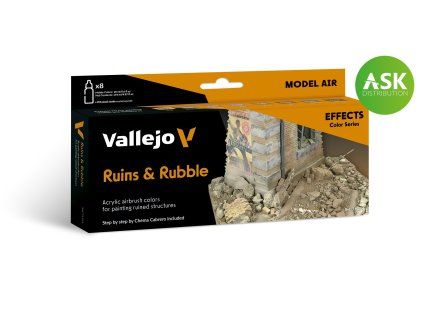 Vallejo Model Air 71214 Ruins & Rubble Effects / 8 colors set (18 ml)