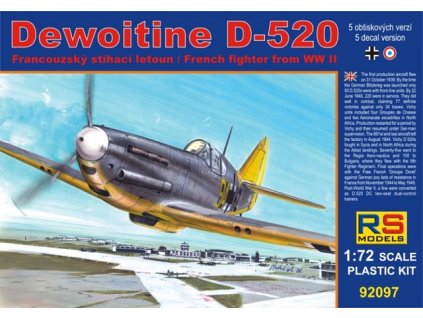 Plastikový model letadla 1/72 Dewoitine D-520 Luftwaffe 5 decal v. for Luftwaffe, France