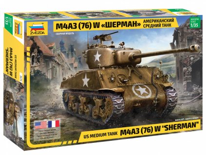 Plastikový model tanku 1/35 US medium tank M4A3 (76) W "SHERMAN" - Zvezda