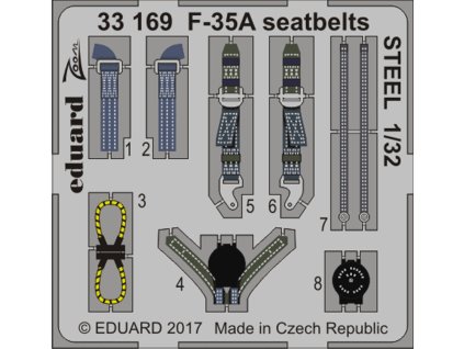 1/32 F-35A seatbelts STEEL  for ITALERI kit