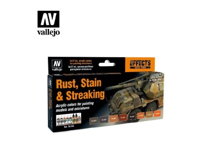 Sada akrylových barev Vallejo Model Color Effects Set 70183 Rust, Stain & Streaking (8) by Scratchmo