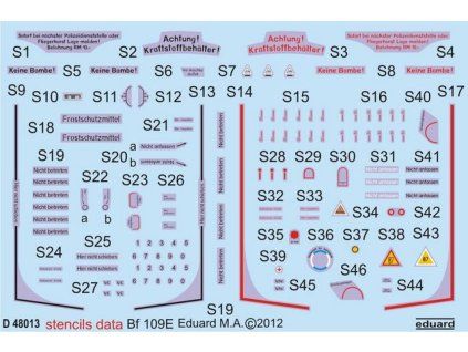 Bf 109E stencils 1/48