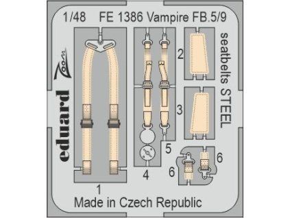 Vampire FB.5/9 seatbelts STEEL 1/48 recommended for AIRFIX