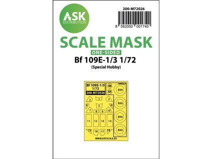 1/72 Bf 109E-1/E-3 one-sided painting mask for Special Hobby