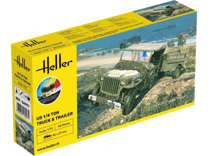 1/72 STARTER KIT US 1/4 Ton Truck & Trailer - Heller