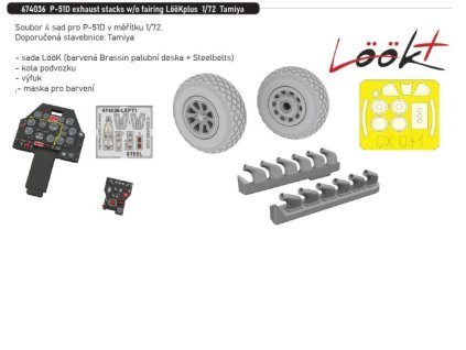 P-51D exhaust stacks w/o fairing LööKplus 1/72 recommended for TAMIYA