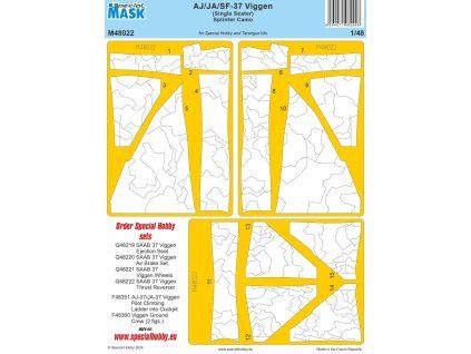 1/48 AJ/JA/SF-37 Viggen (Single Seater) Splinter Camo MASK