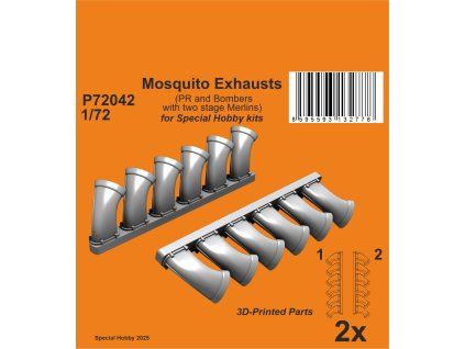 1/72 Mosquito Exhausts (PR and Bombers with dougle stage Merlins)