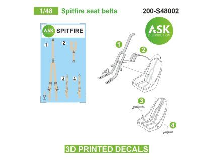 1/48 Spitfire seat belts - 3D printed decals by ASK