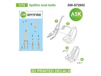 1/72 Spitfire seat belts - 3D printed decals by ASK