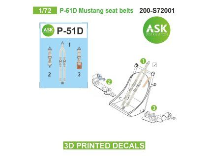 1/72 P-51D Mustang seat belts - 3D printed decals by ASK