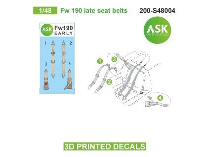 1/48 Fw 190 late seat belts - 3D printed decals by ASK