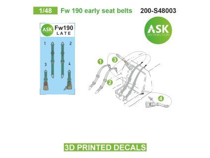 1/48 Fw 190 early seat belts - 3D printed decals by ASK