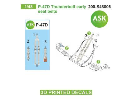 1/48 P-47D Thunderbolt early seat belts - 3D printed decals by ASK