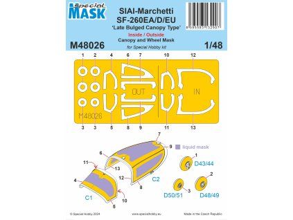 1/48 SF-260EA/D/EU ‘ Late Bulged Canopy Type’ MASK