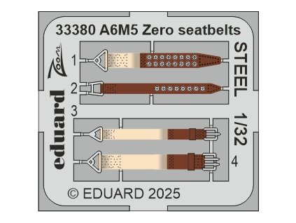 A6M5 Zero seatbelts STEEL 1/32 recommended for TAMIYA