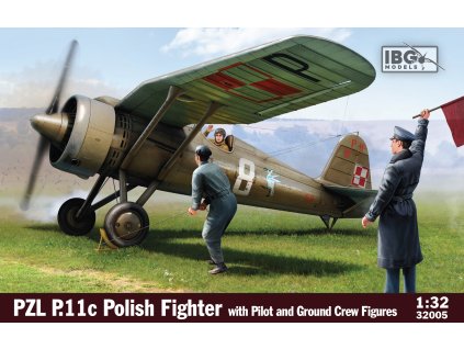 1/32 PZL P.11c Polish Fighter with Pilot and Ground Crew Figures