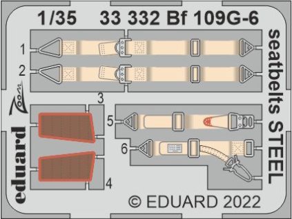 Bf 109G-6 seatbelts STEEL 1/35 recommended for BORDER MODEL