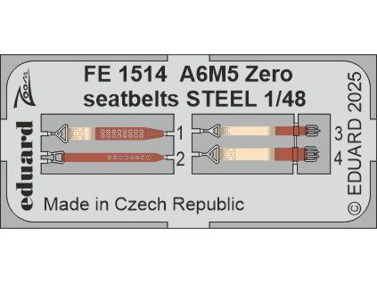 A6M5 Zero seatbelts STEEL 1/48 recommended for FINE MOLDS