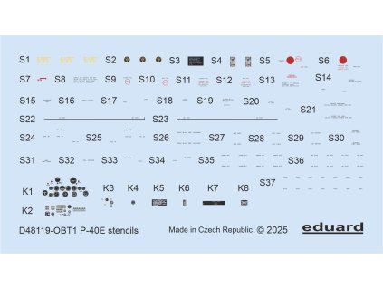 P-40E stencils 1/48 recommended for EDUARD - Eduard 1